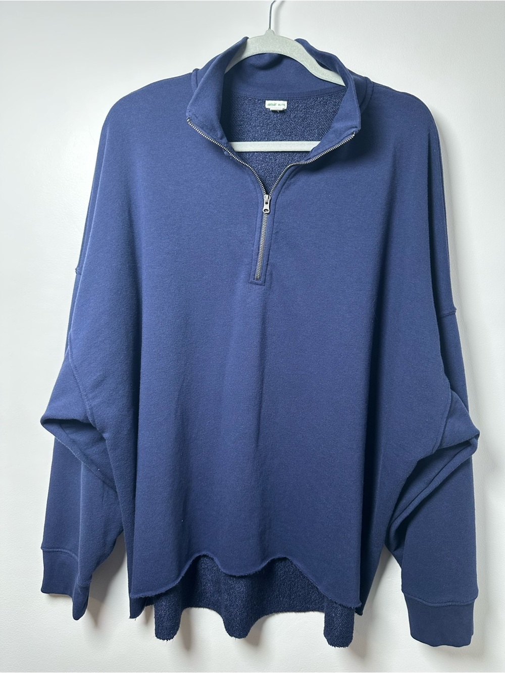 Aerie XXL Navy Blue Oversized Quarter Zip Pullover Sweatshirt - Picture 2 of 10